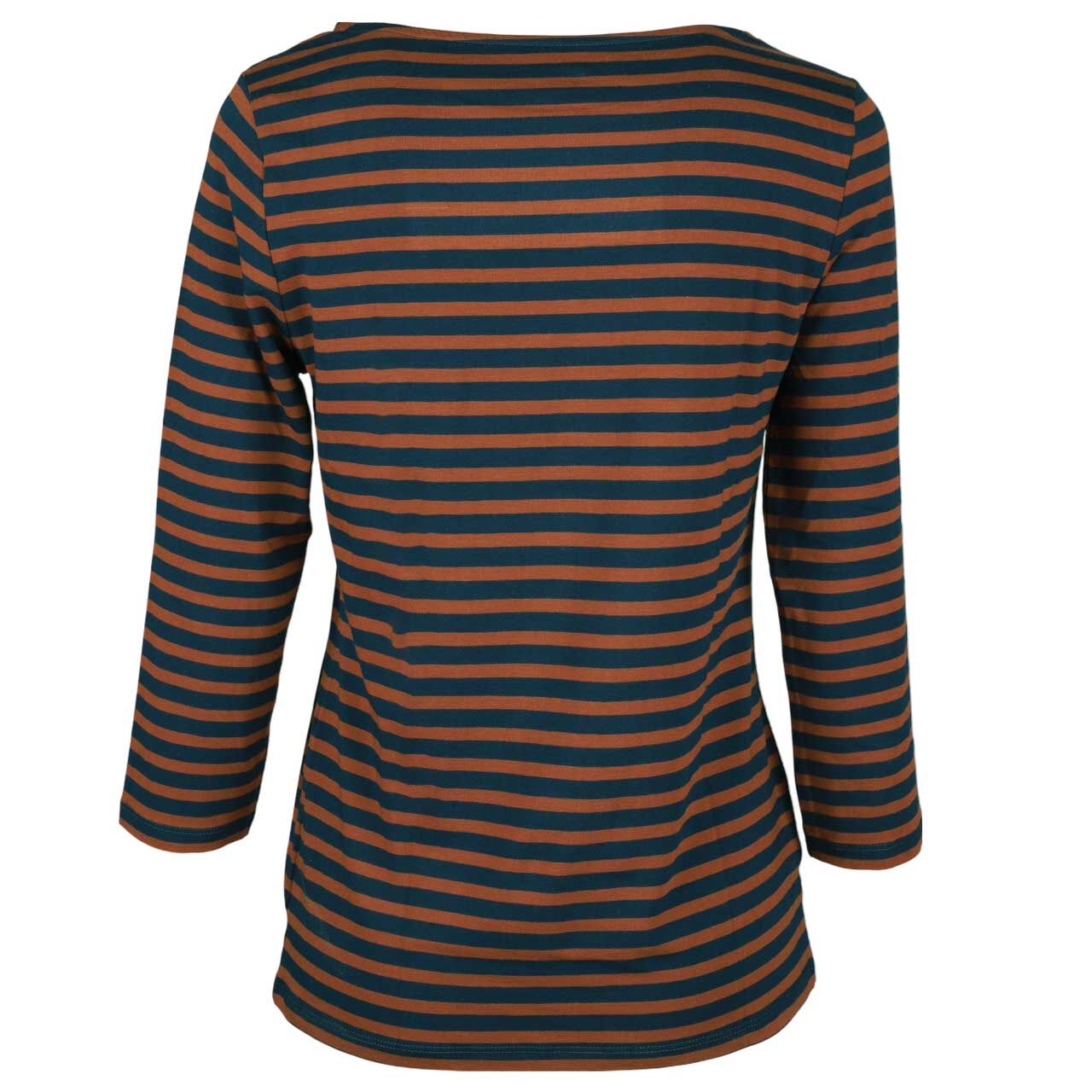Damen 3/4 Arm Shirt von Munich Freedom in Blau-Braun gestreift, Rückansicht