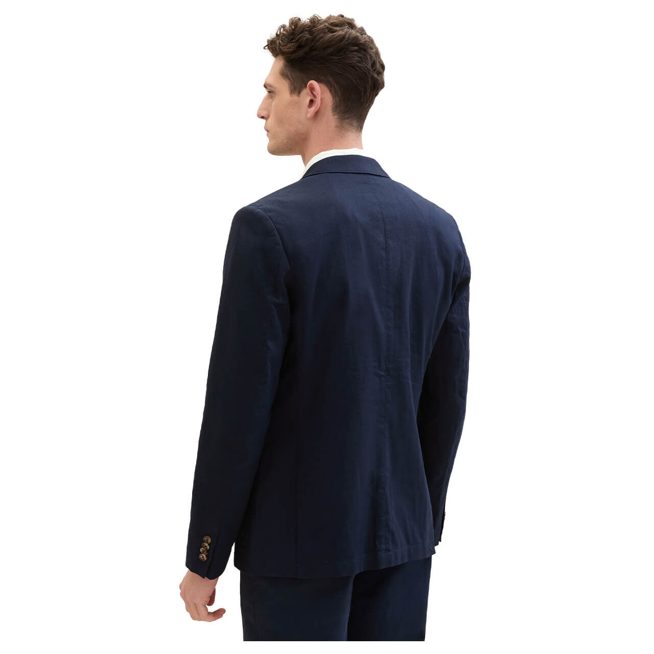 Tom Tailor Herren Leinen Sakko sky captain blue herringbone