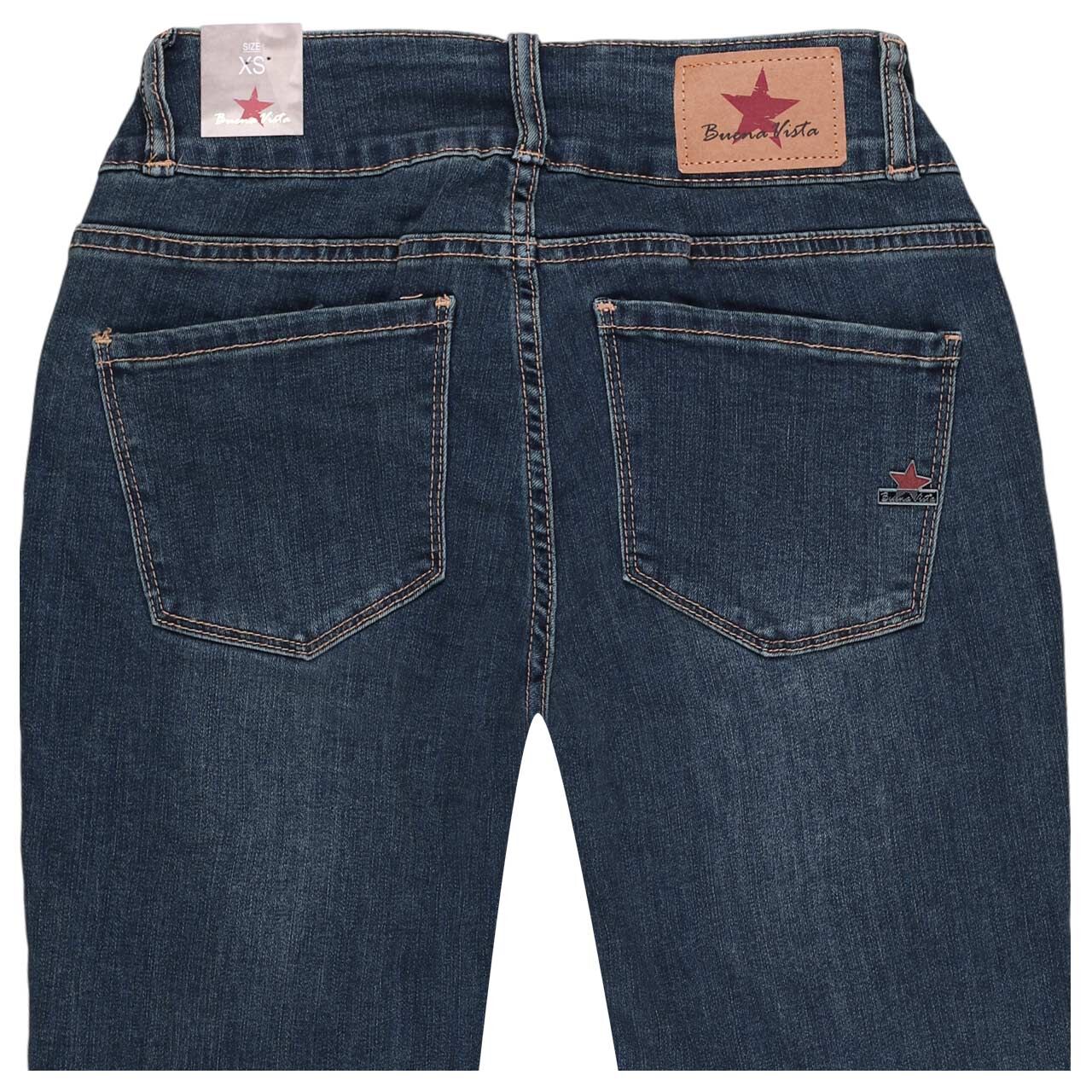 Damenjeans Tummyless Stretch Denim von Buena Vista in Blau verwaschen, detaillierte Rückansicht