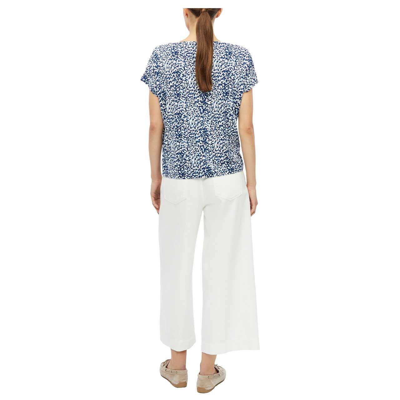 s. Oliver Damen T-Shirt in Blau mit Print, Rückansicht am Model