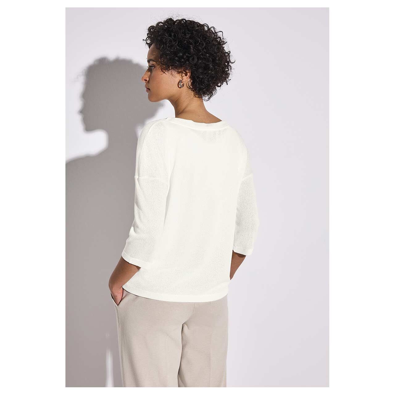 Street One Damen 3/4 Arm Shirt Knit Look off white