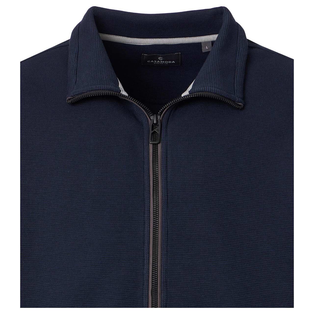 Herren Strickjacke von Casa Moda in Dunkelblau meliert, Detailansicht vorne