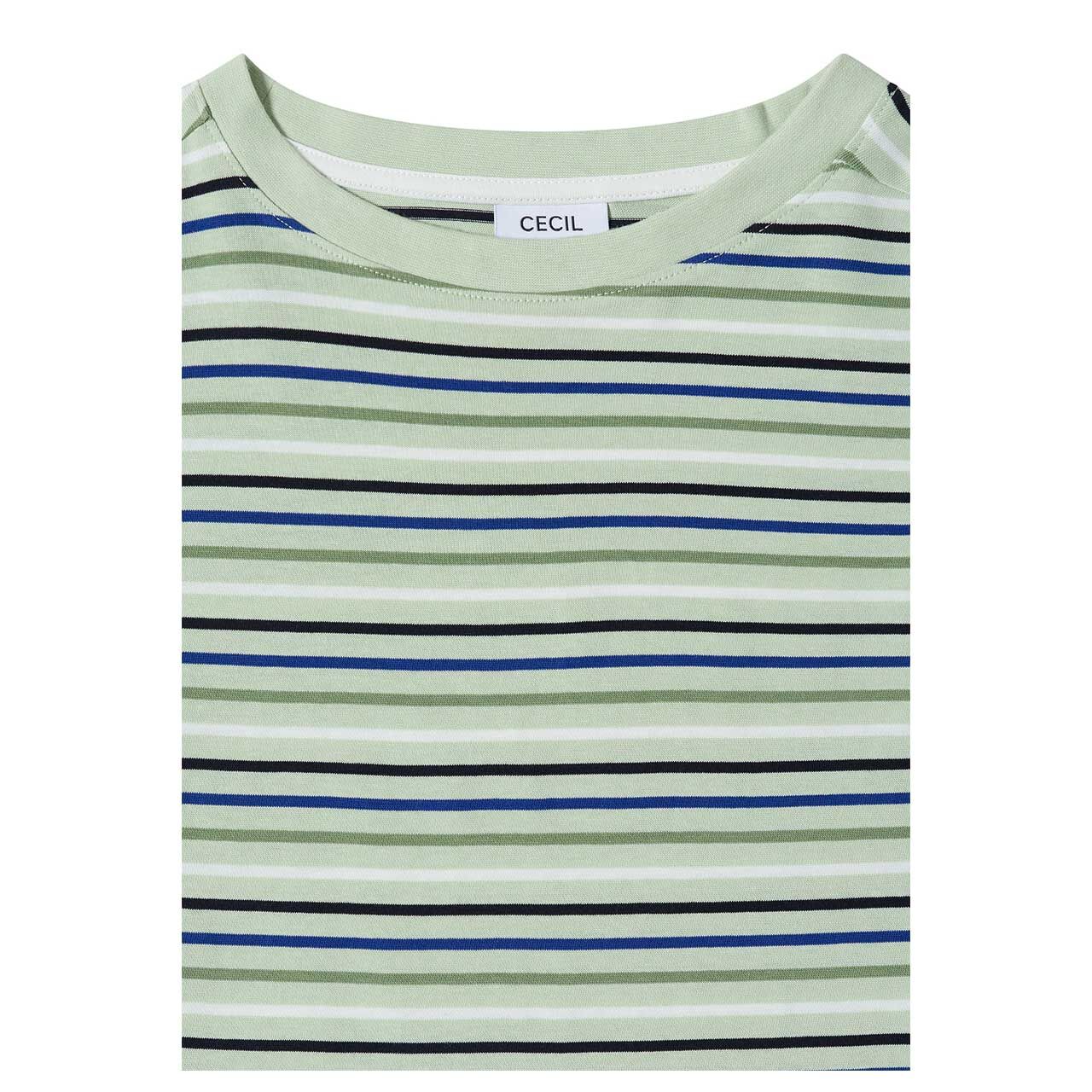 Cecil Damen T-Shirt Multi Striped raw matcha lime