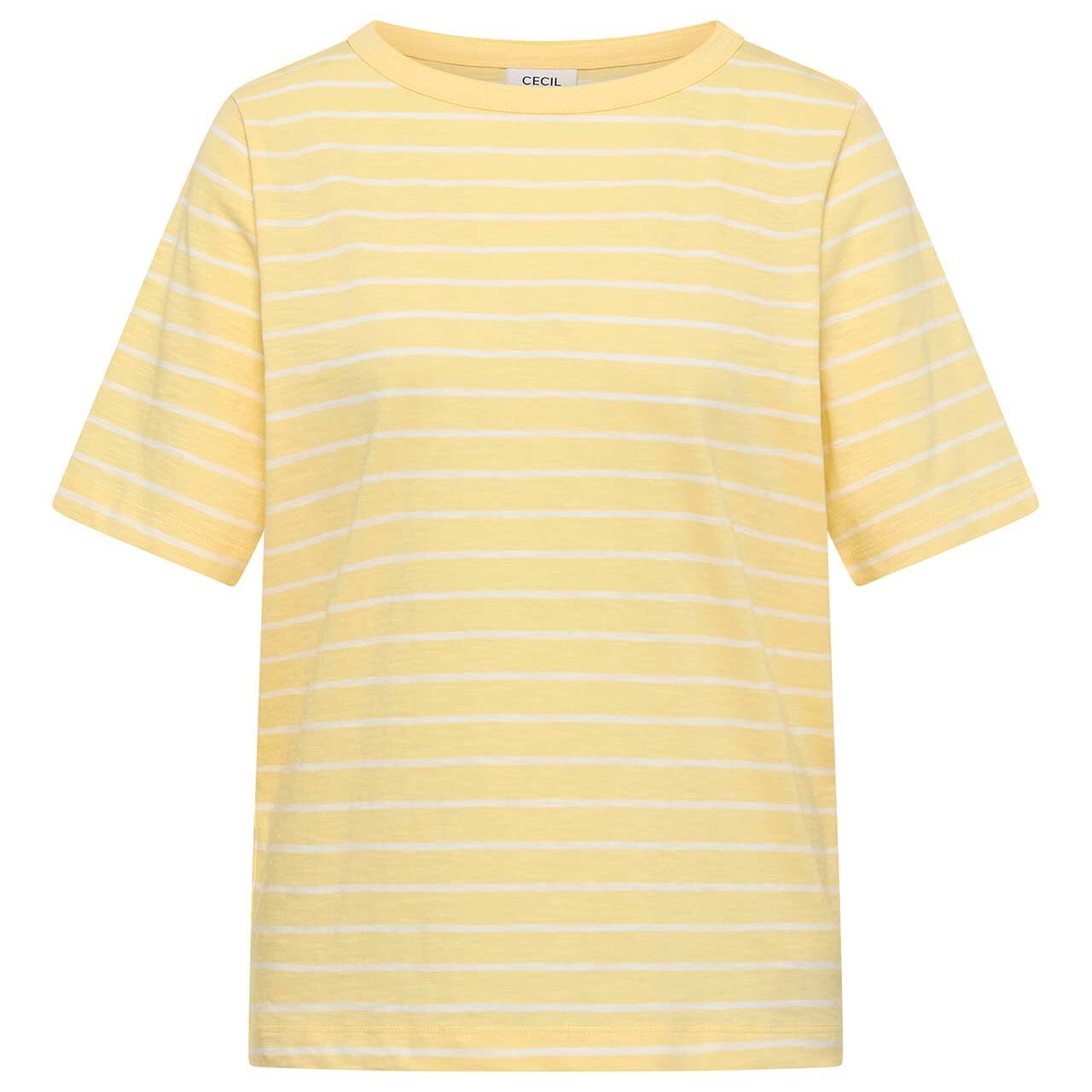 Cecil Damen T-Shirt Striped Slubyarn buttermilk yellow