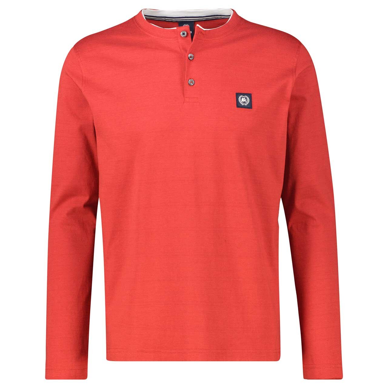 Lerros Herren Langarm Shirt Henley scandinavian red melange