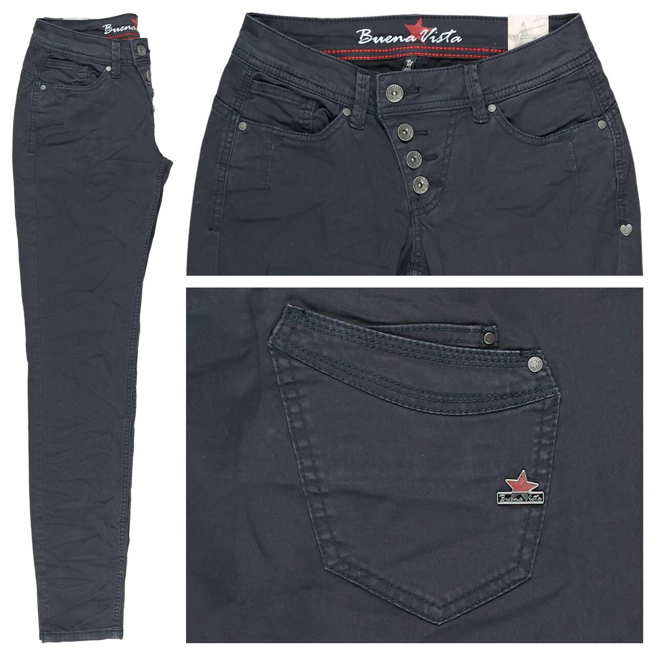 Buena Vista Malibu Cropped Stretch Twill Ankle Baumwollhose dark blue