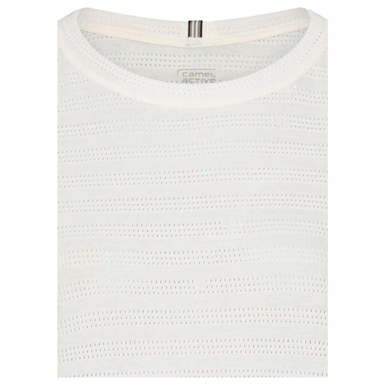 Damen T-Shirt von Camel active in Cremeweiß, detaillierte Vorderansicht