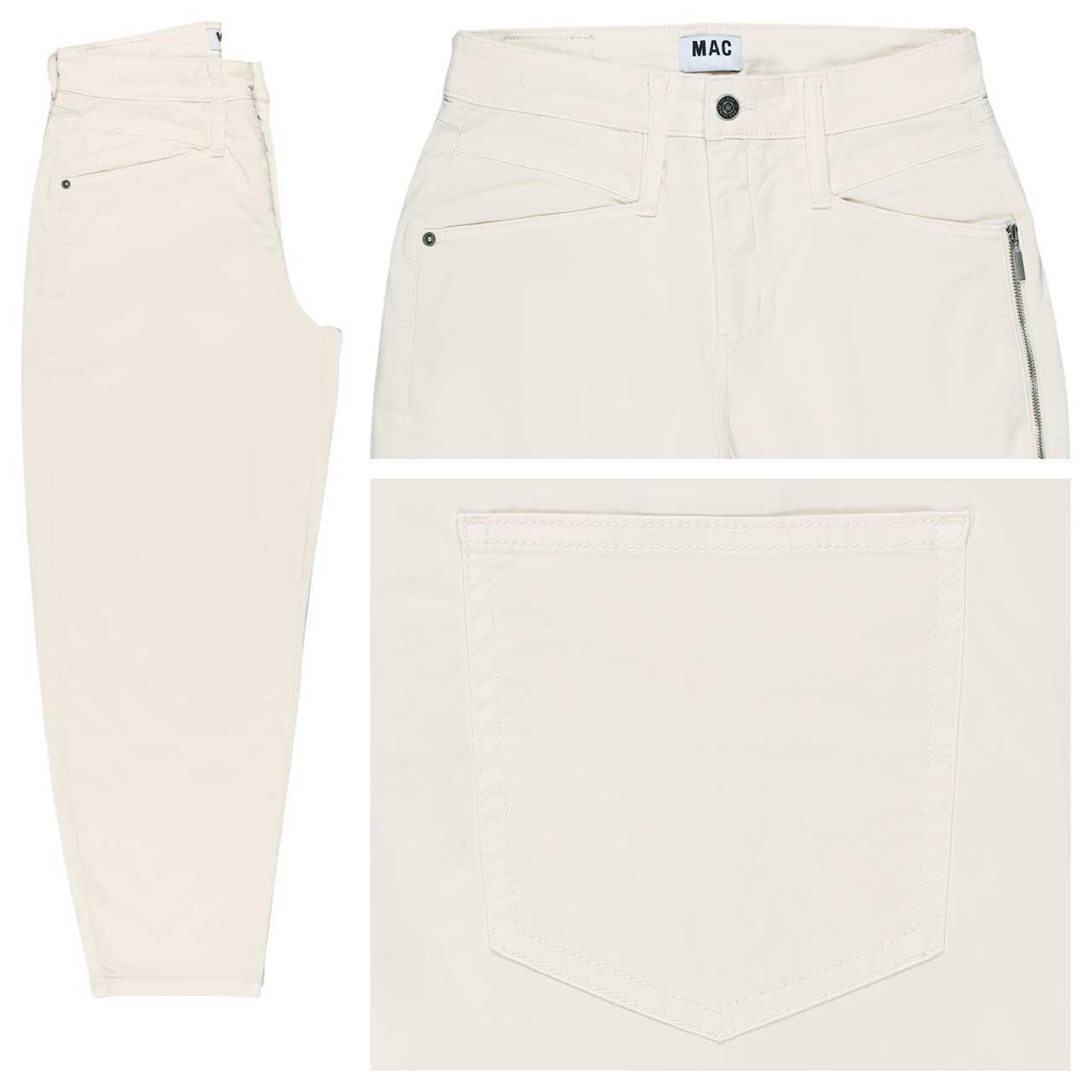 MAC Bora 7/8 Baumwollhose antique white zip