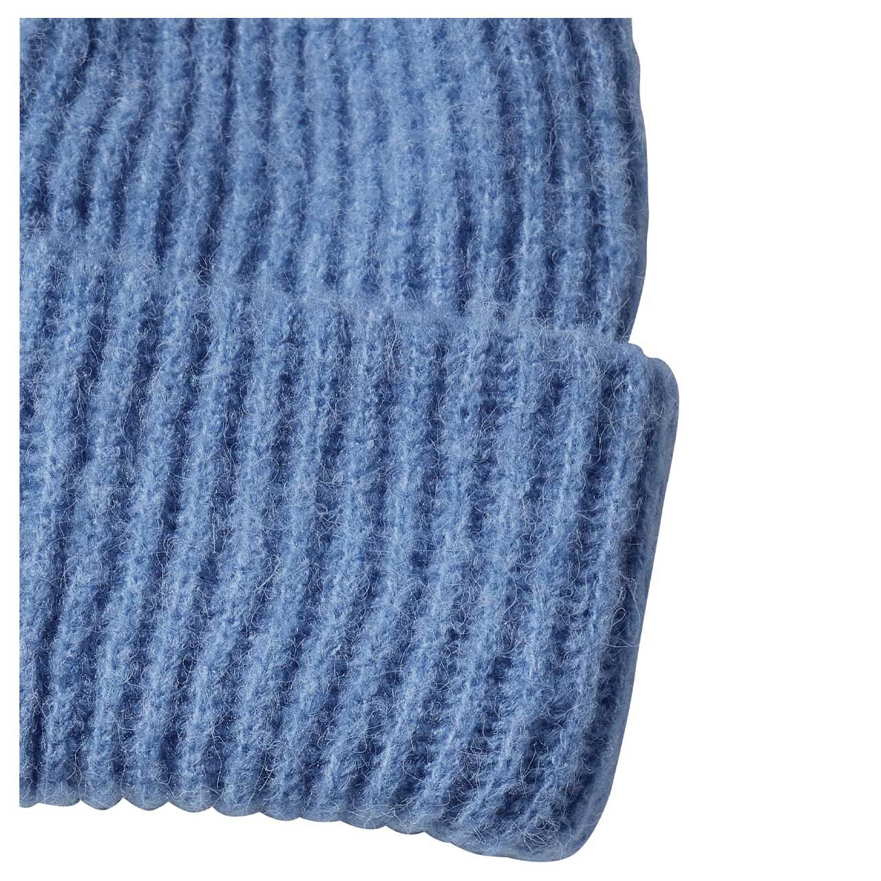 Damen Mütze Solid Knit Cap von Cecil in Hellblau meliert, Detailansicht Rippstrickstruktur