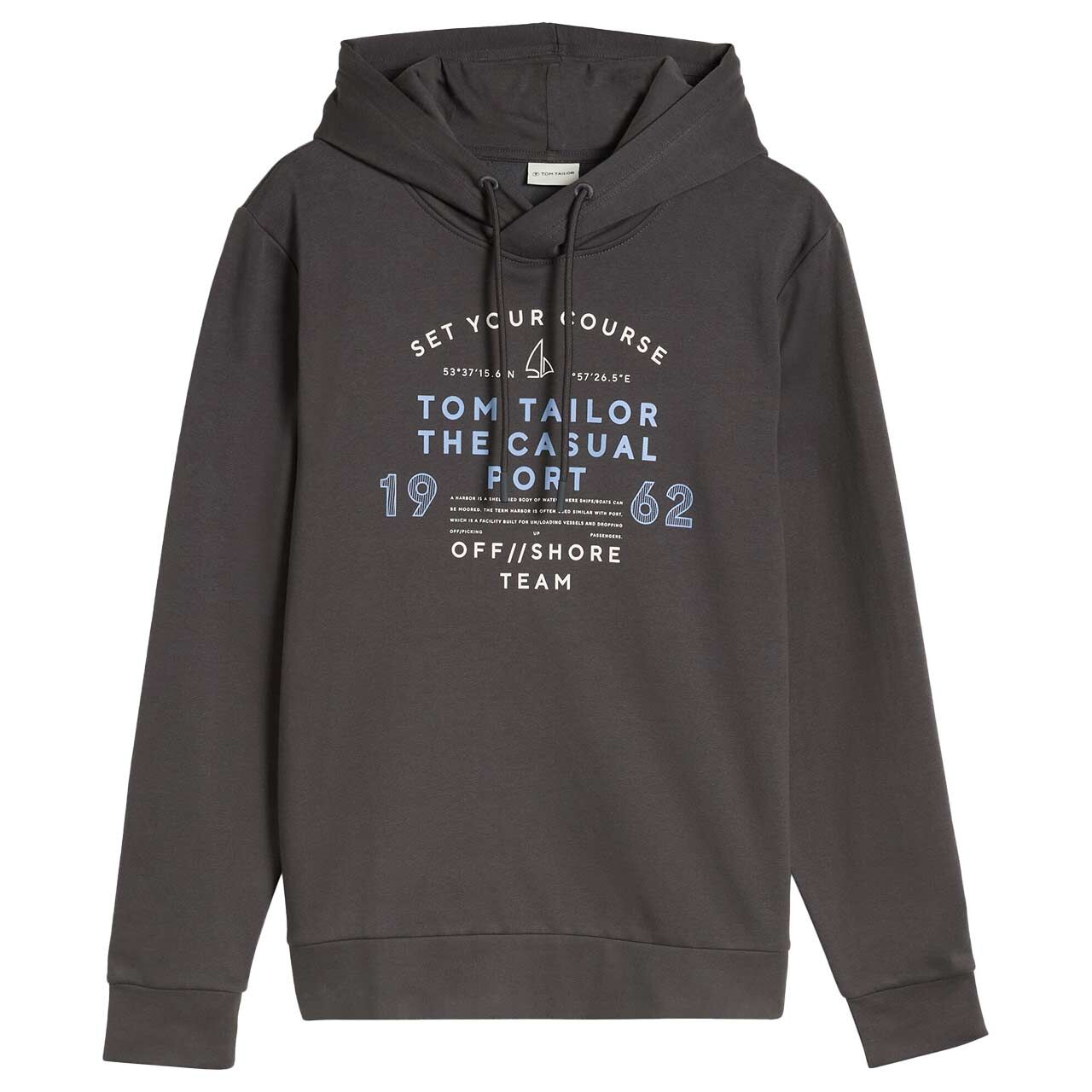 Tom Tailor Herren Hoodie Sweatshirt tarmac grey print