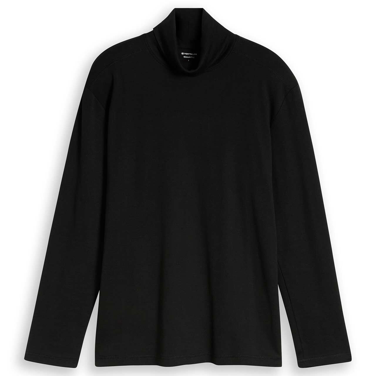 Tom Tailor Herren Rollkragen Langarm Shirt Turtleneck black printed