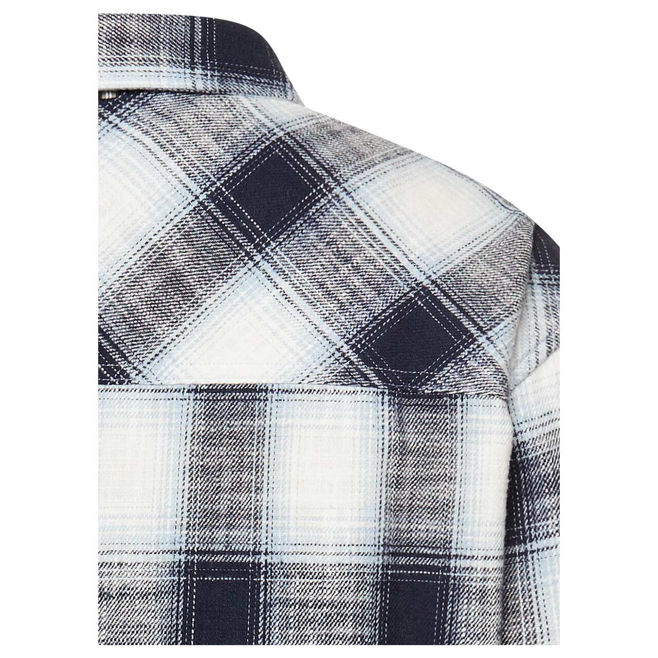 Damen Langarm Bluse von Camel active in Dunkelblau kariert, detaillierte Rückansicht