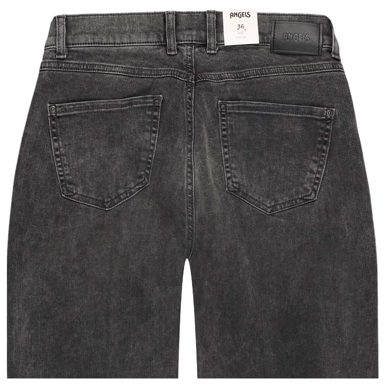 Stretch Damenjeans Liz Smart Buckle von Angels in Grau angewaschen, detaillierte Rückansicht