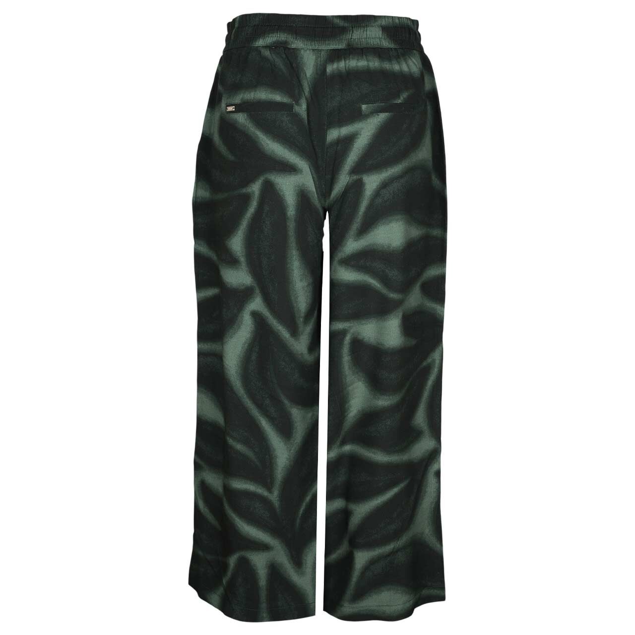 Stretch Damen 7/8 Hose Emee Wide Leg von Street One in Dunkelgrün mit Print, Rückansicht