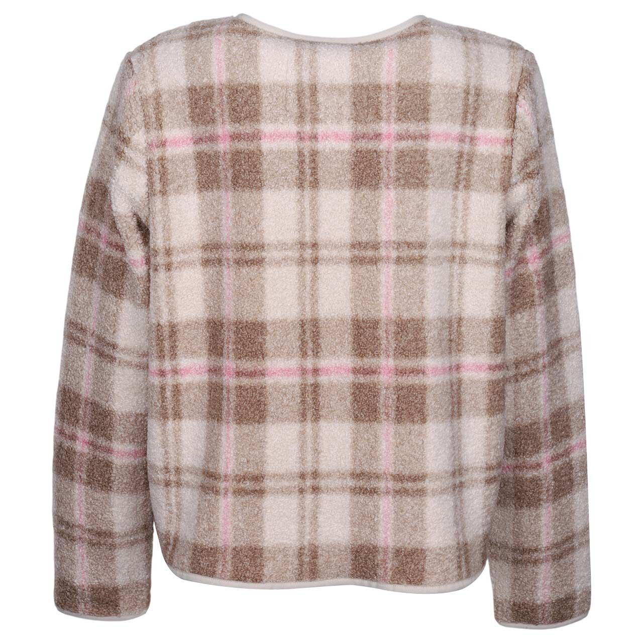 Damen Teddyjacke Short Jacket von Street One in Hellbeige kariert, Rückansicht