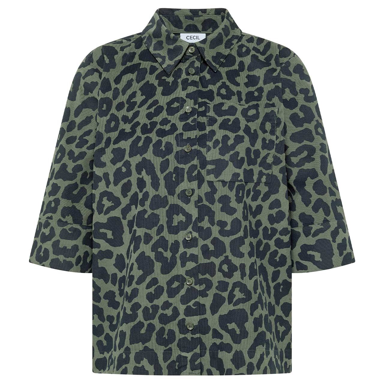 Cecil Damen Kurzarm Cord Bluse Corduroy dried olive green