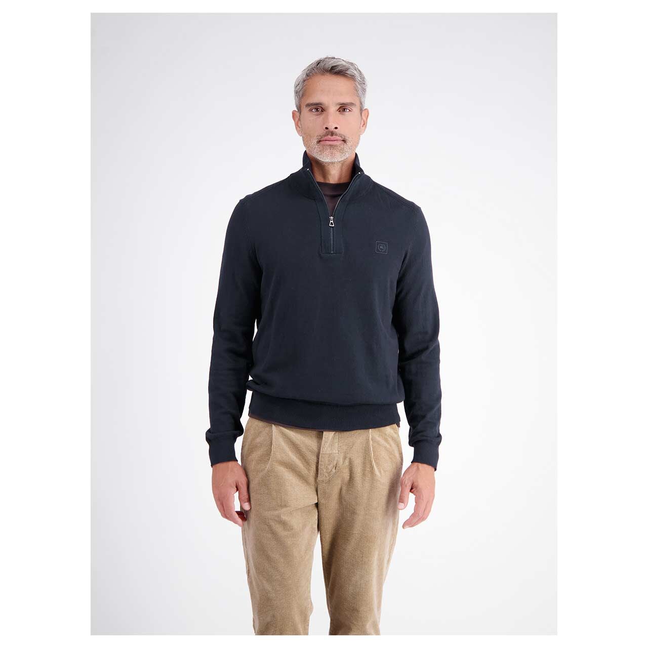Herren Pullover Troyer von Lerros in Dunkelblau, Vorderansicht am Model