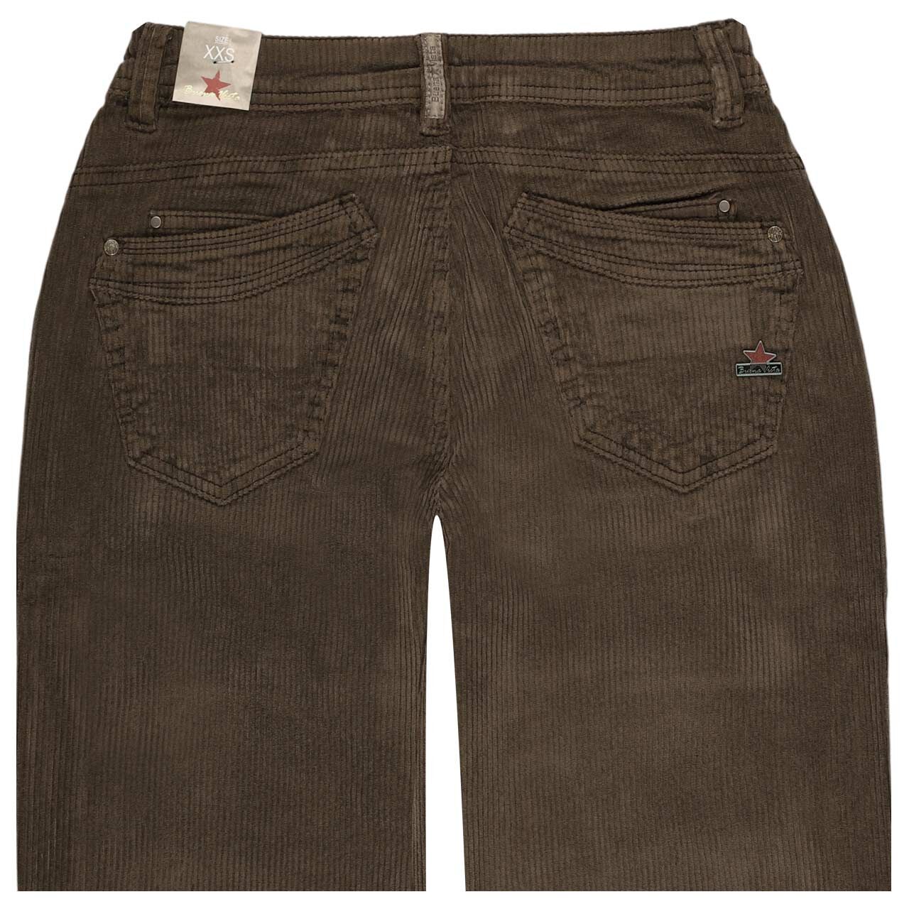 Damen Cordhose Malibu 7/8 Relaxed Corduroy von Buena Vista in Dunkelbraun, detaillierte Rückansicht