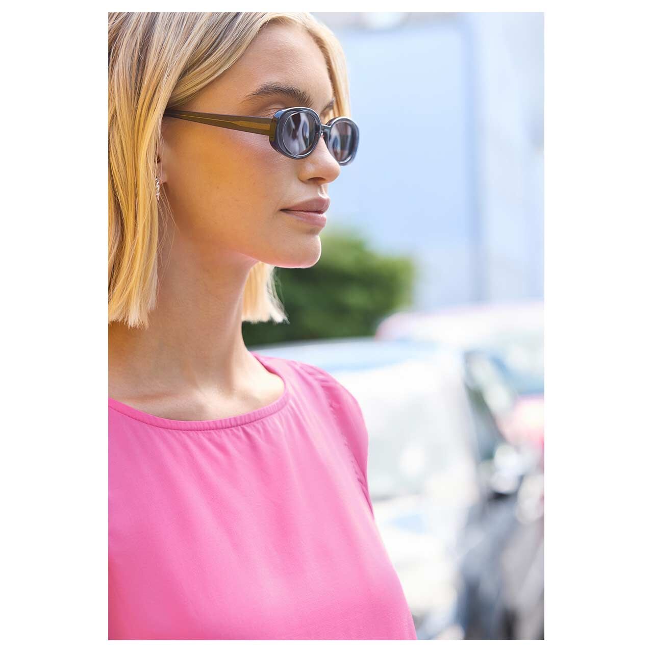 Damen Blusen Top Sleeve Detail von Street One Studio in Pink, detaillierte Vorderansicht am Model