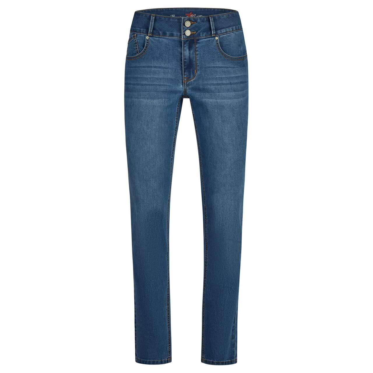 Stretch Denim Jeans Tummyless von Buena Vista in Mittelblau angewaschen, Vorderansicht