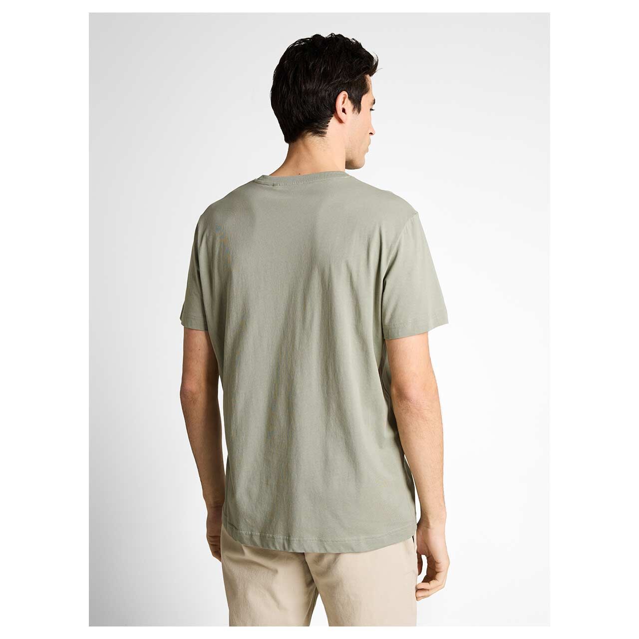 Herren T-Shirt von Tom Tailor in Olivgrün, Rückansicht am Model