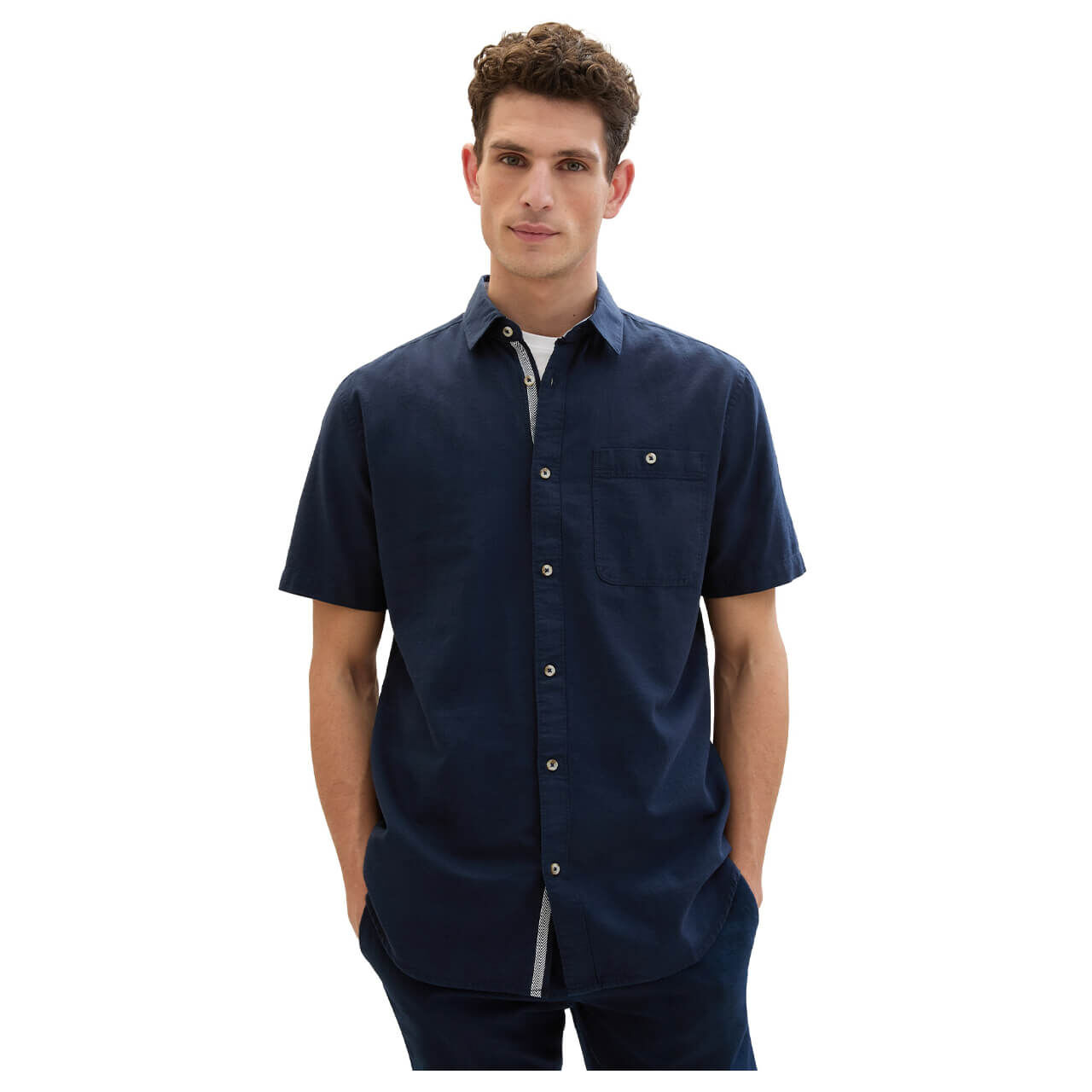 Tom Tailor Herren 1/2 Arm Hemd Slubyarn sky captain blue