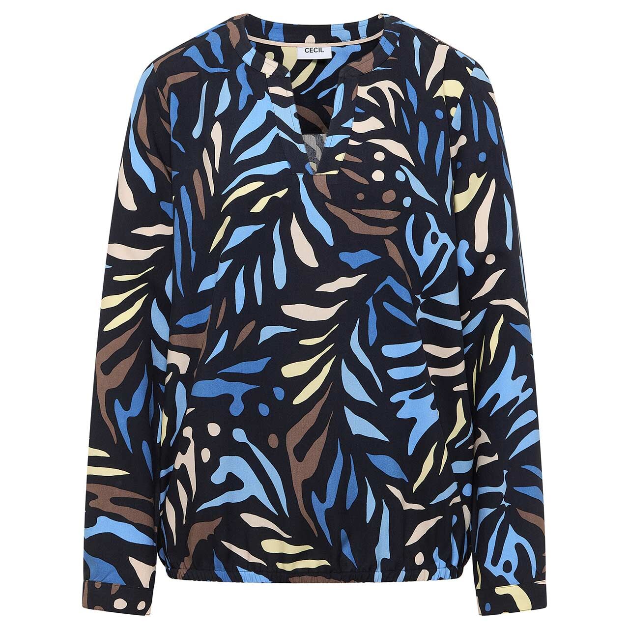 Cecil Damen Langarm Bluse Allover Print universal blue