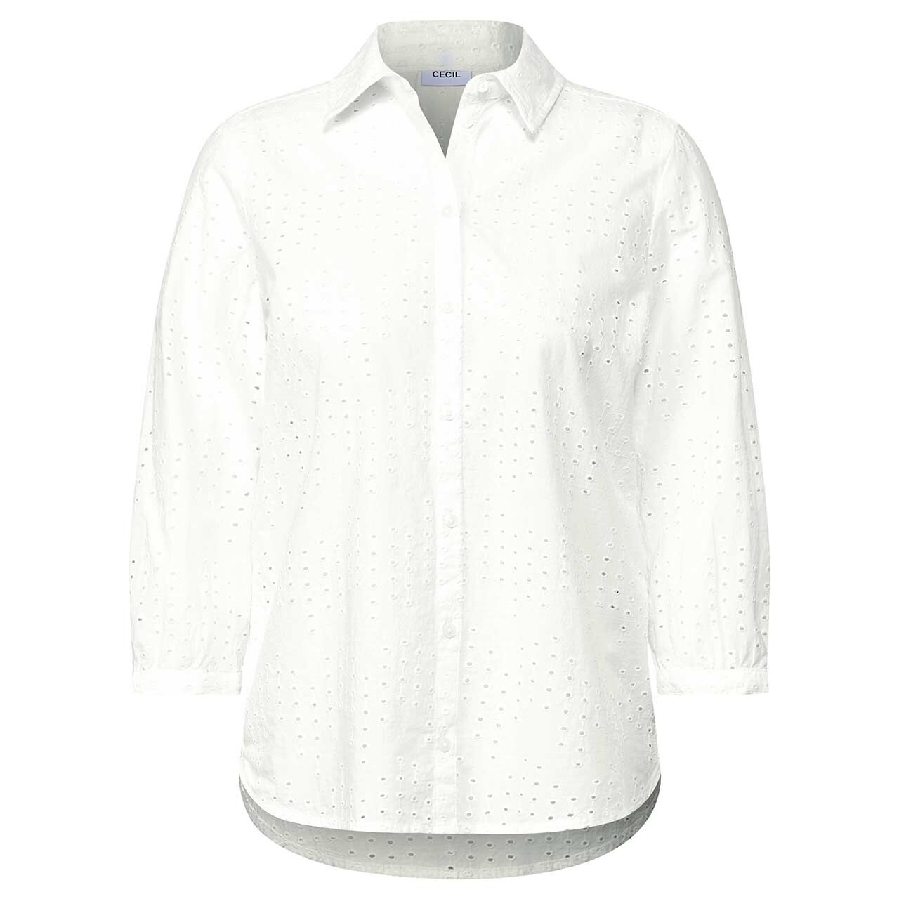 Cecil Damen 3/4 Arm Bluse Solid Embroidery vanilla white
