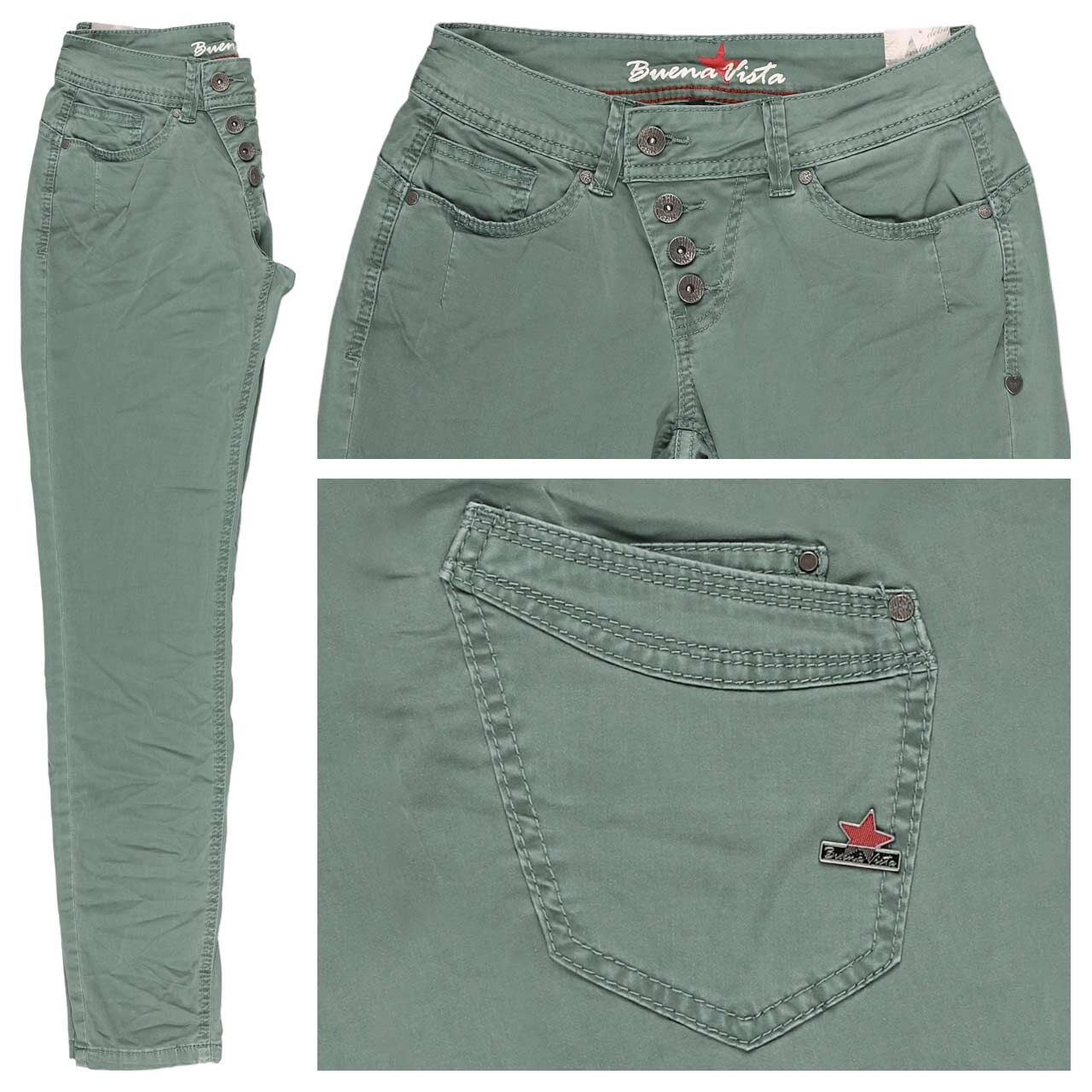 Buena Vista Malibu Cropped Stretch Twill Ankle Baumwollhose leaf green