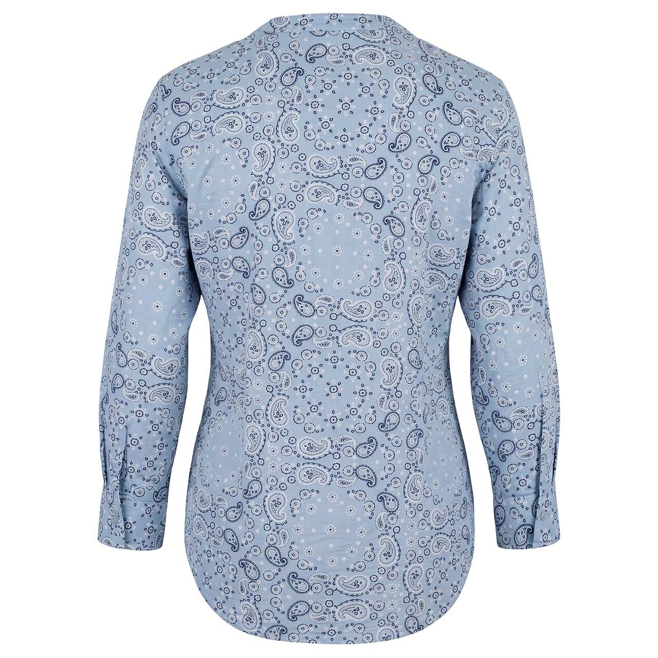 Damen 3/4 Arm Bluse von s.Oliver in Hellblau mit Print, Rückansicht