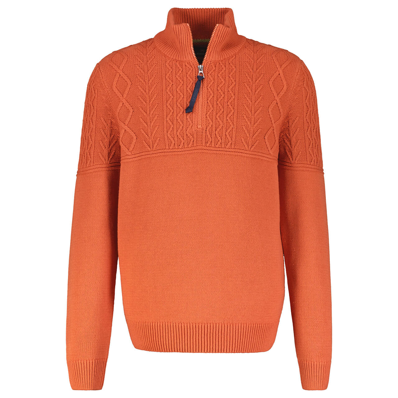 Lerros Herren Pullover Troyer Cable Knit spicy orange