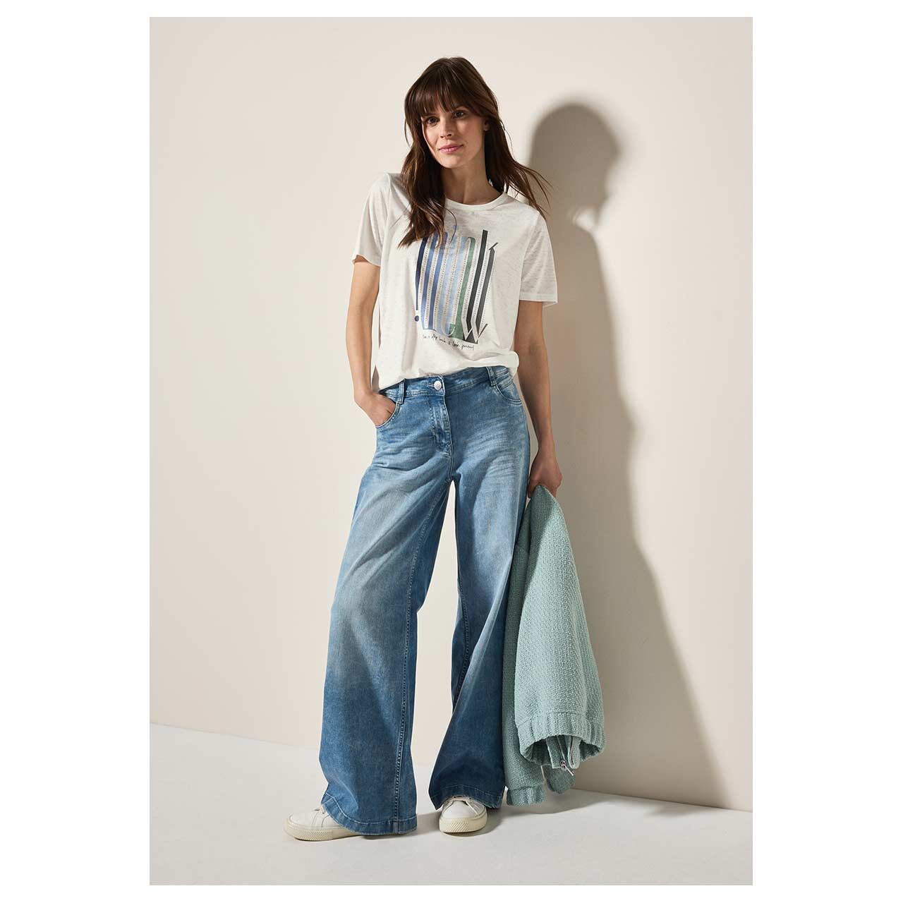 Cecil Damen T-Shirt Burn Out vanilla white