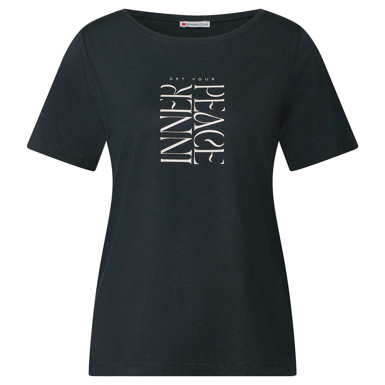 Vorderansicht des Damen T-Shirt von Street One in Dunkelgrün mit Print mit der Farbnummer 36618