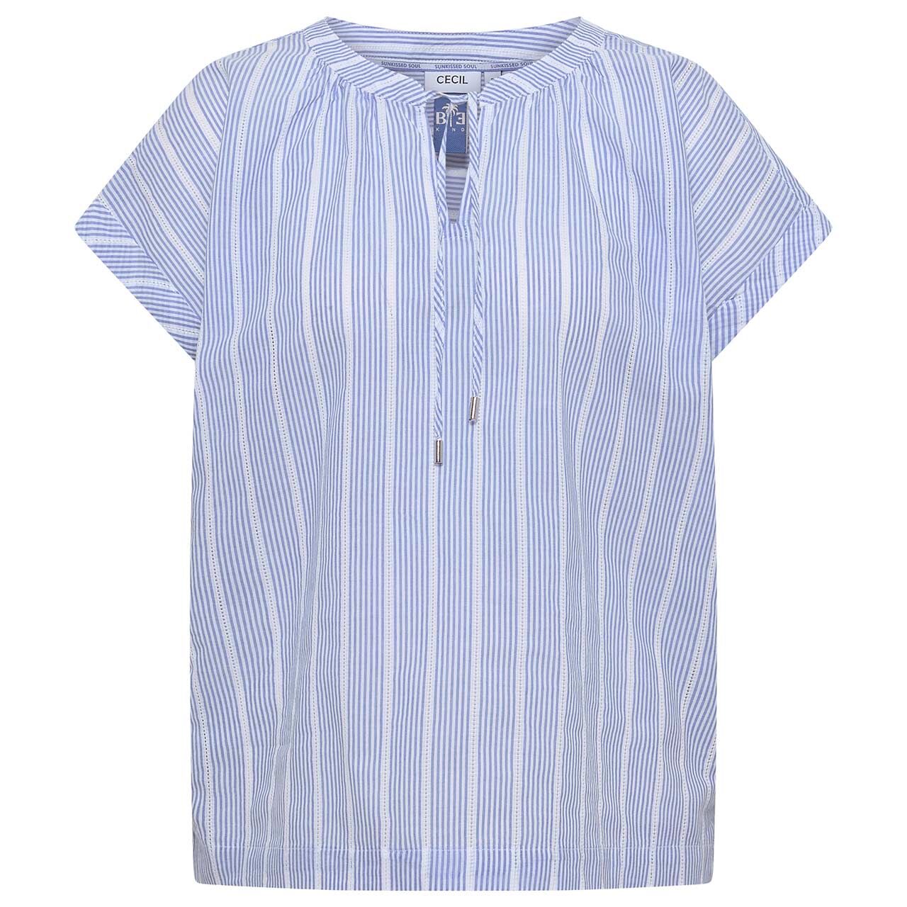 Cecil Damen Kurzarm Bluse Striped Structure blouse blue