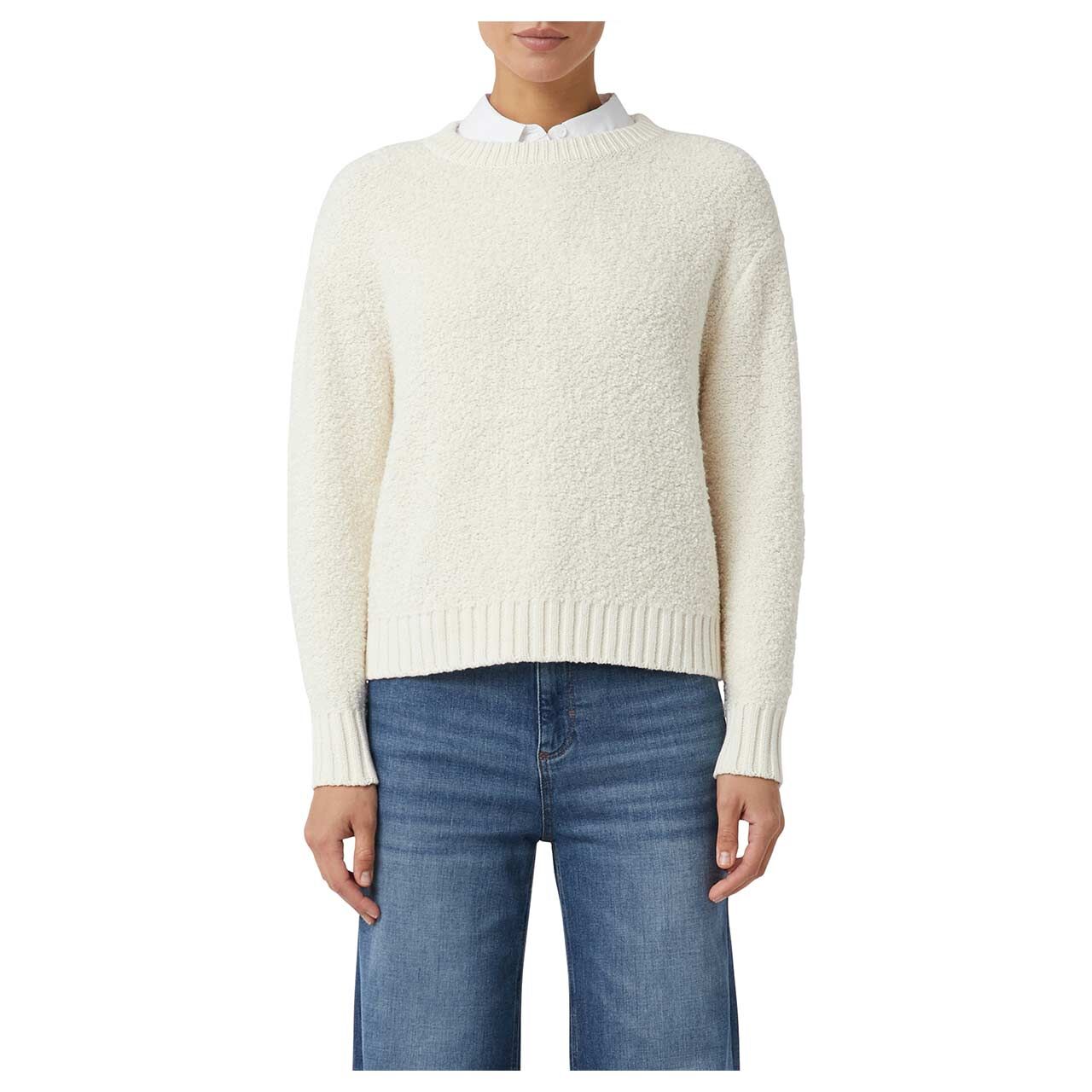 Damen Pullover von Comma in Cremeweiß, Vorderansicht am Model