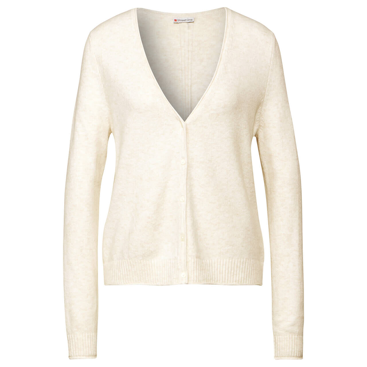 Street One Damen Strickjacke Short Cardigan cream white melange 