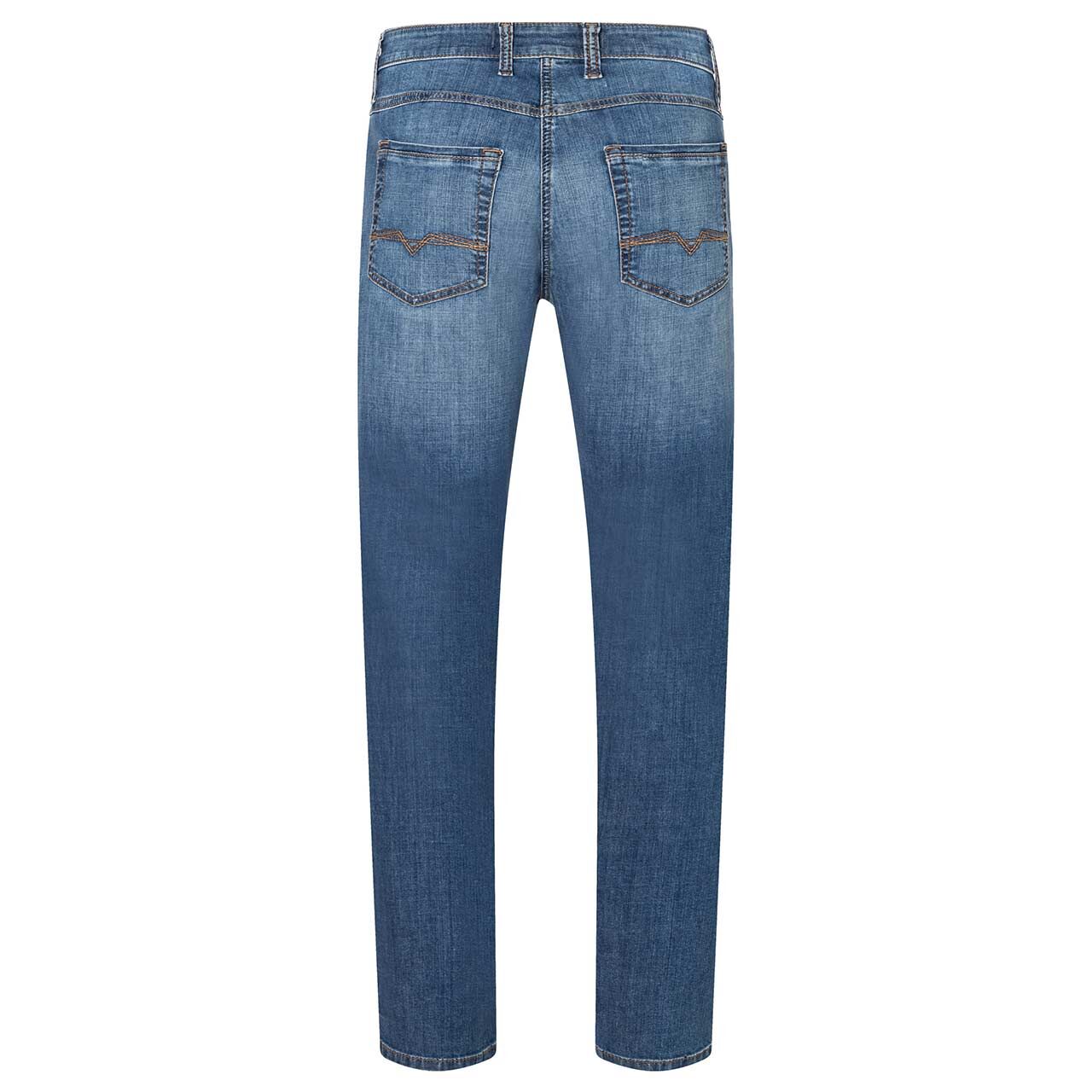 Herrenjeans Arne von MAC in Blau angewaschen, Rückansicht