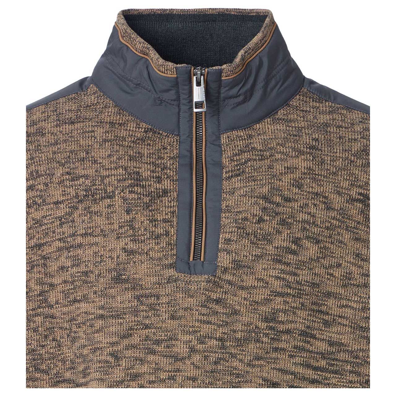 Herren Pullover von Casa Moda in Braun meliert, Detailansicht vorne
