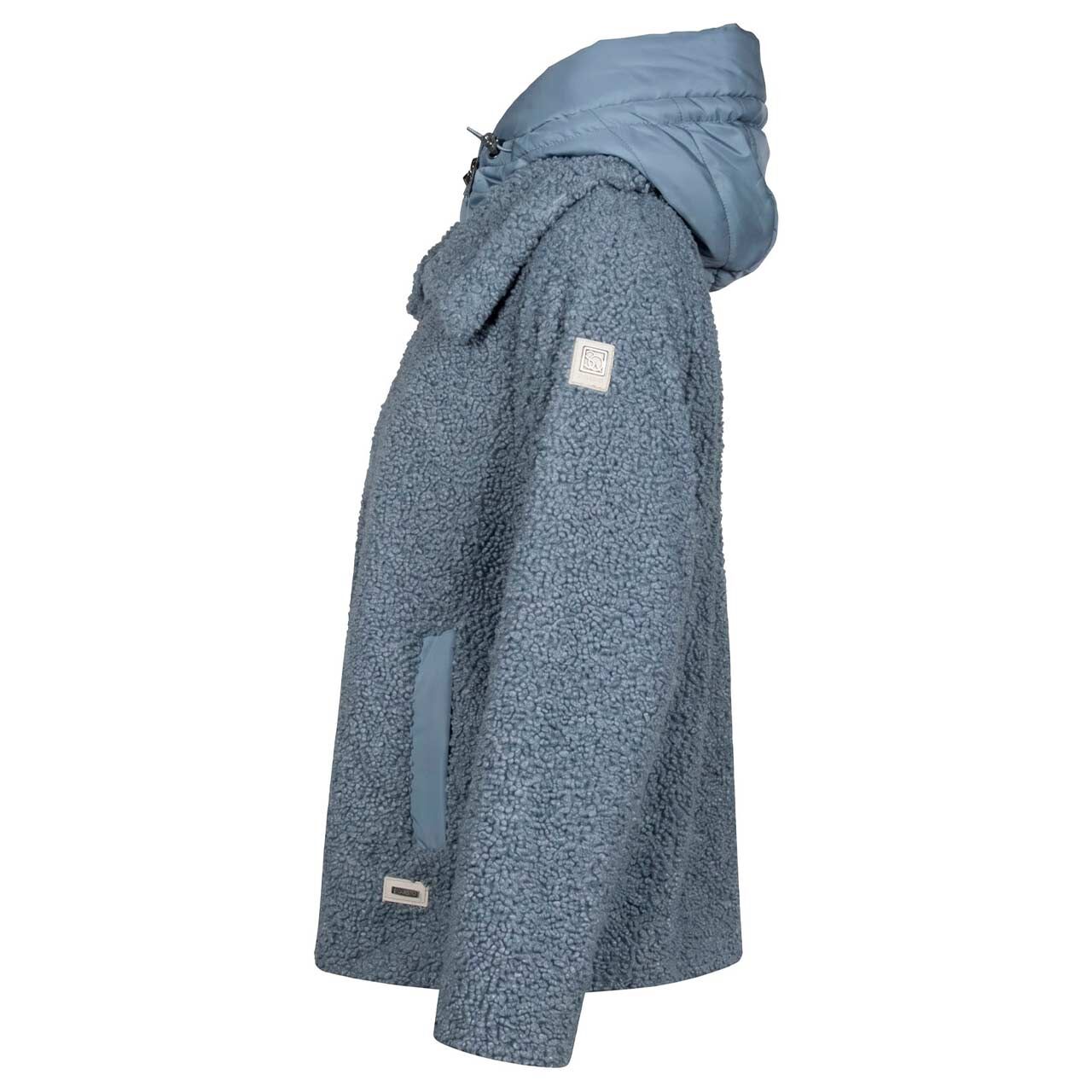 Damen Teddyjacke von Soquesto in Rauchblau, Seitenansicht