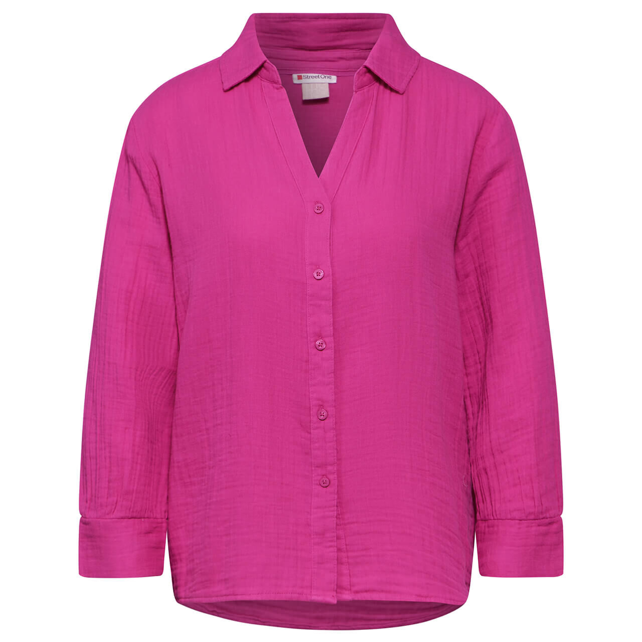 Street One Damen Langarm Bluse Muslin royal fuchsia