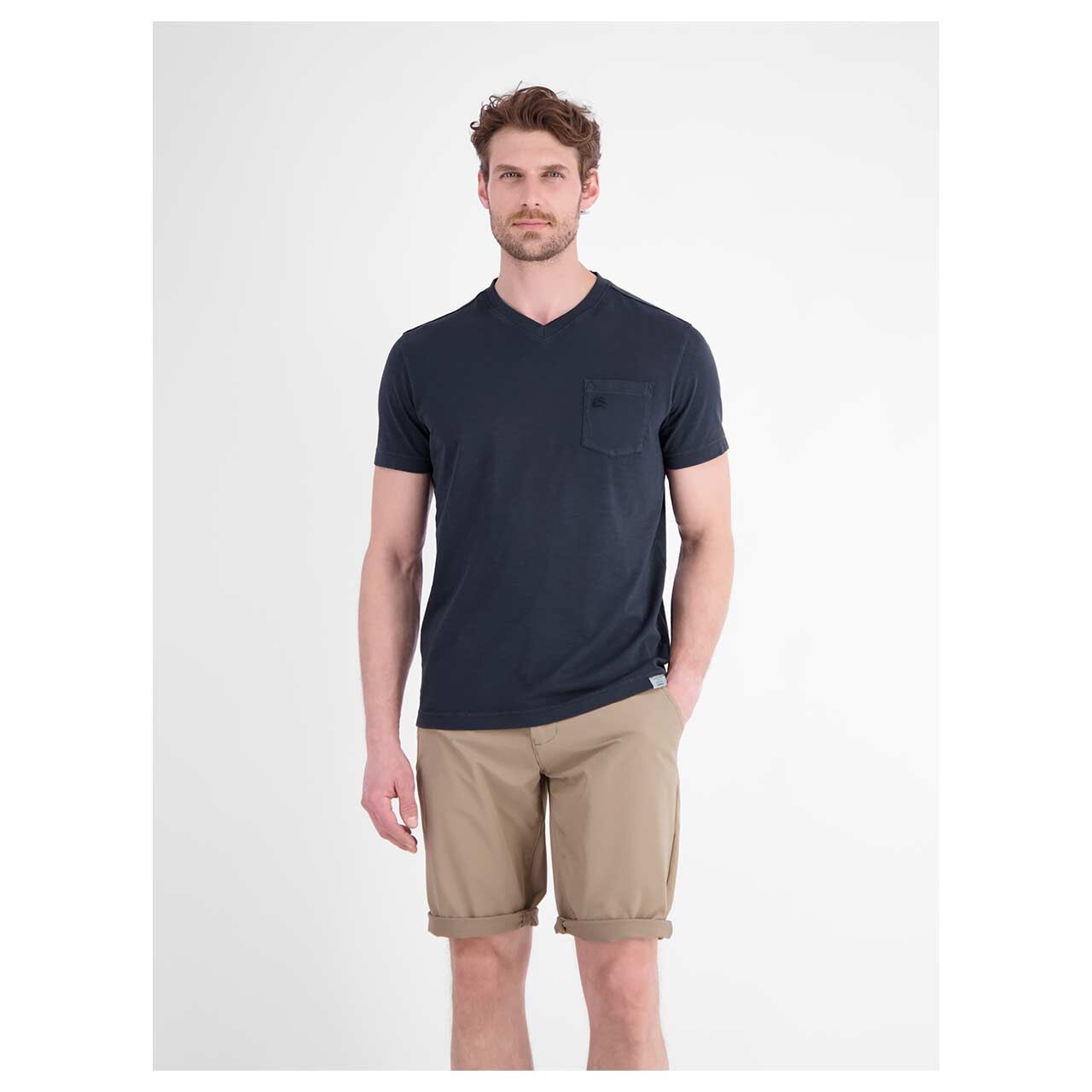 Herren T-Shirt von Lerros in Dunkelblau meliert, Vorderansicht am Model