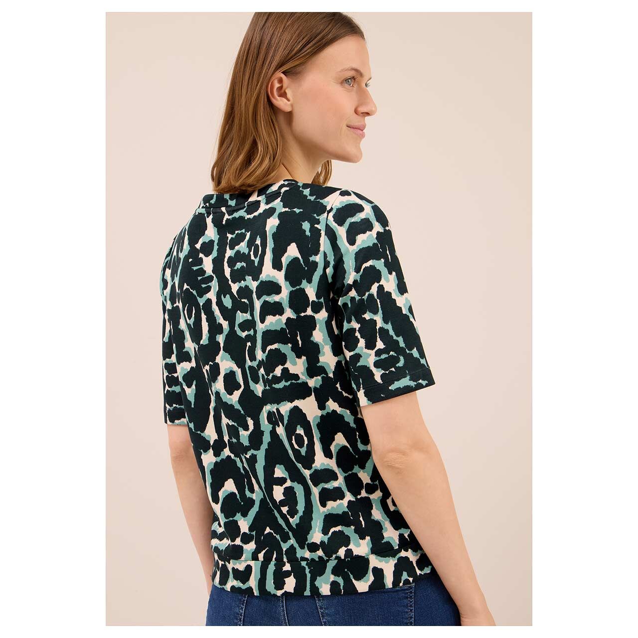 Damen T-Shirt Soft Touch von Cecil in Dunkelgrün mit Print, Rückansicht