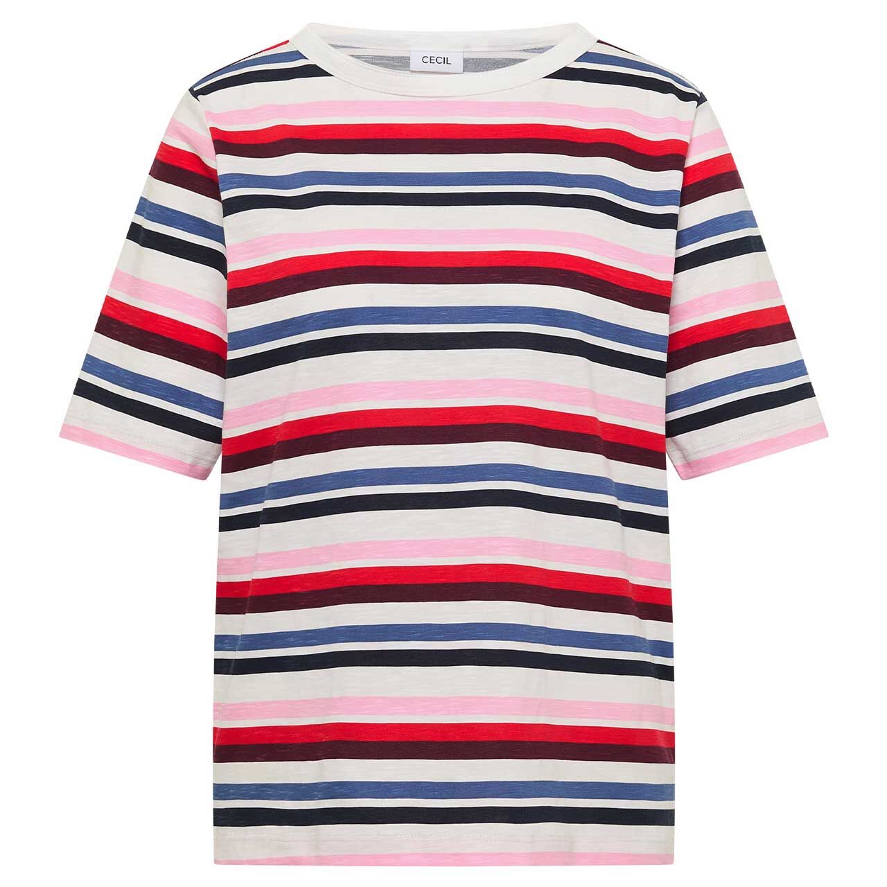 Cecil Damen T-Shirt Multi Striped Slubyarn universal blue