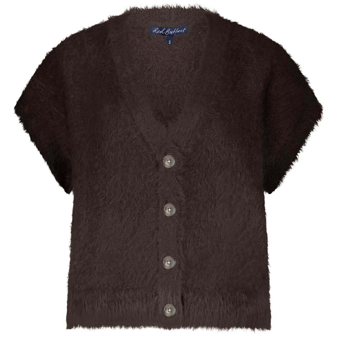 Red Button Damen Kurzarm Strickjacke Sleeveless Fuzzy espresso brown