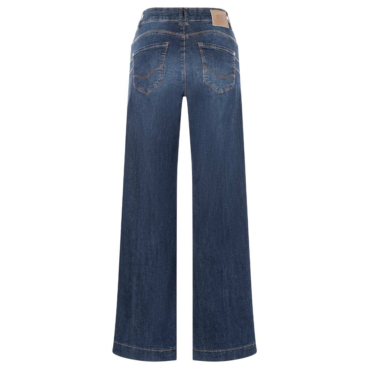 Stretch Damenjeans Rich Palazzo von MAC in Blau angewaschen, Rückansicht