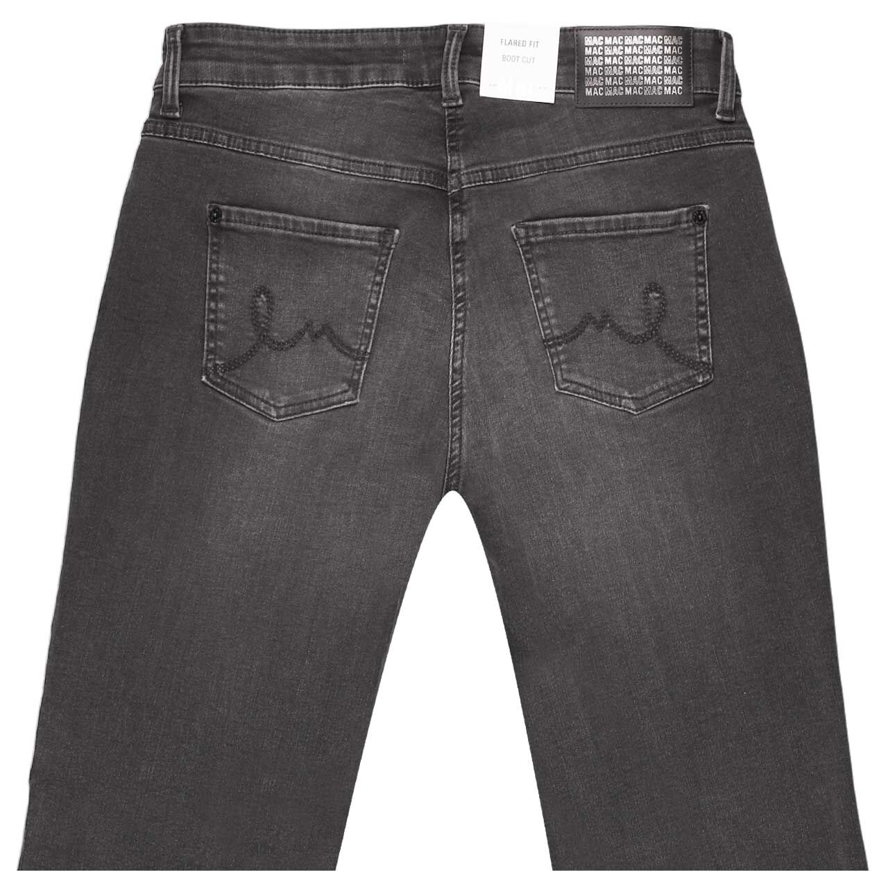 Stretch Damenjeans Laura von MAC in Grau angewaschen, detaillierte Rückansicht