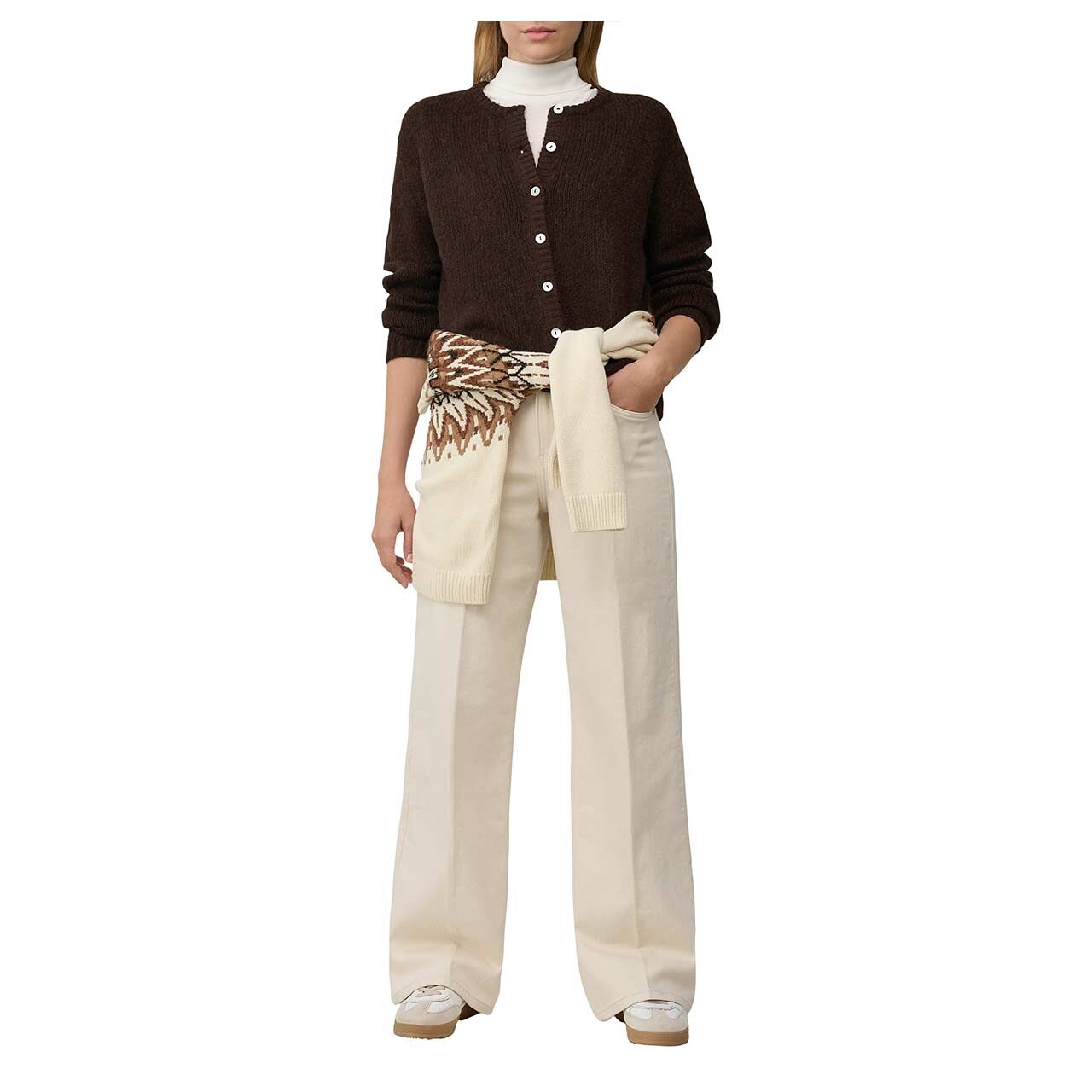 Damen Strickjacke von s.Oliver in Dunkelbraun, Vorderansicht am Model