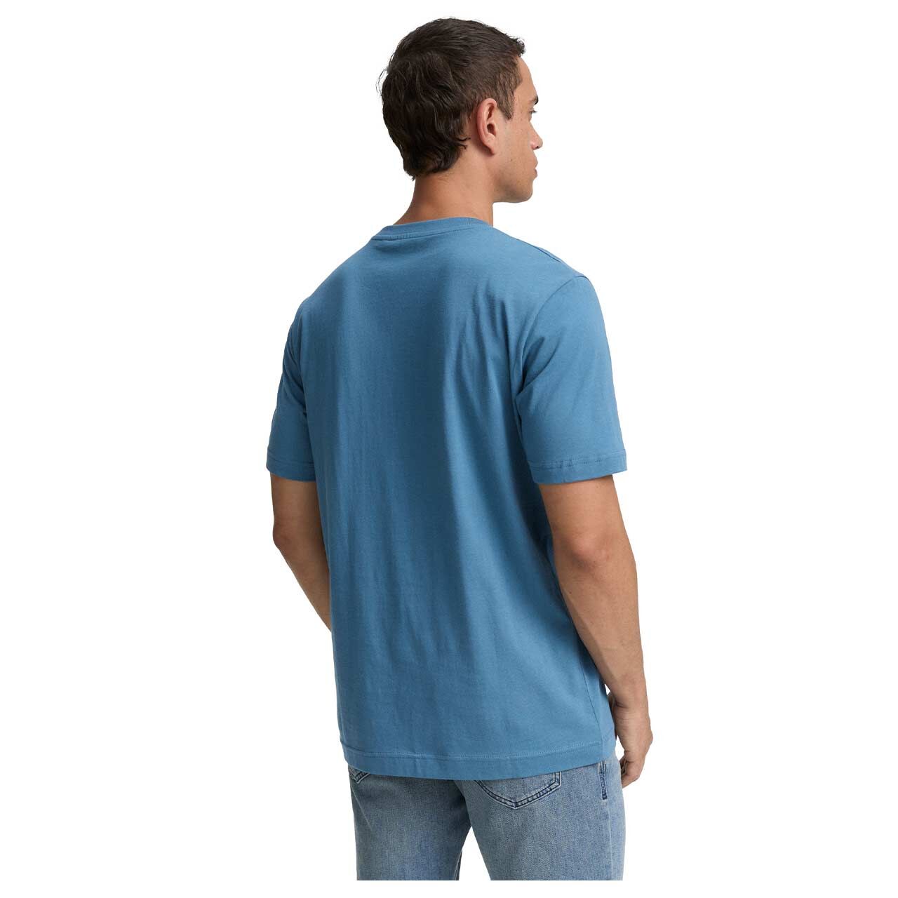 Herren T-Shirt von Tom Tailor in Blau mit Print, Rückansicht mit Model