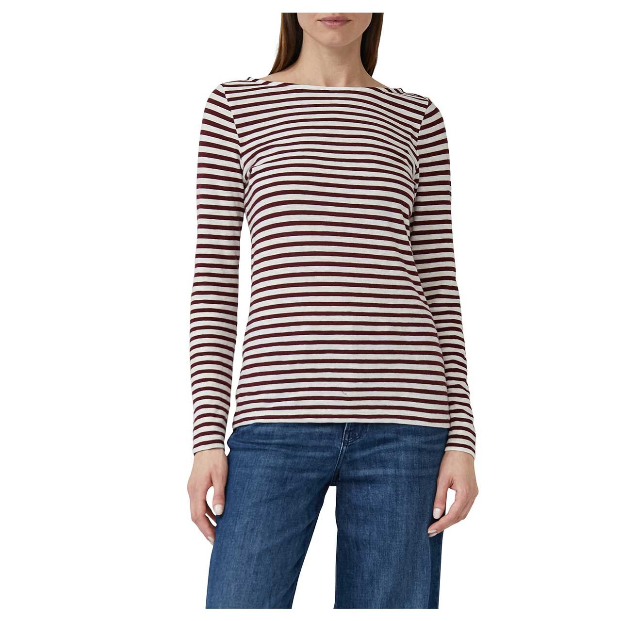 Damen Langarm Shirt von s.Oliver in Weinrot gestreift, Vorderansicht