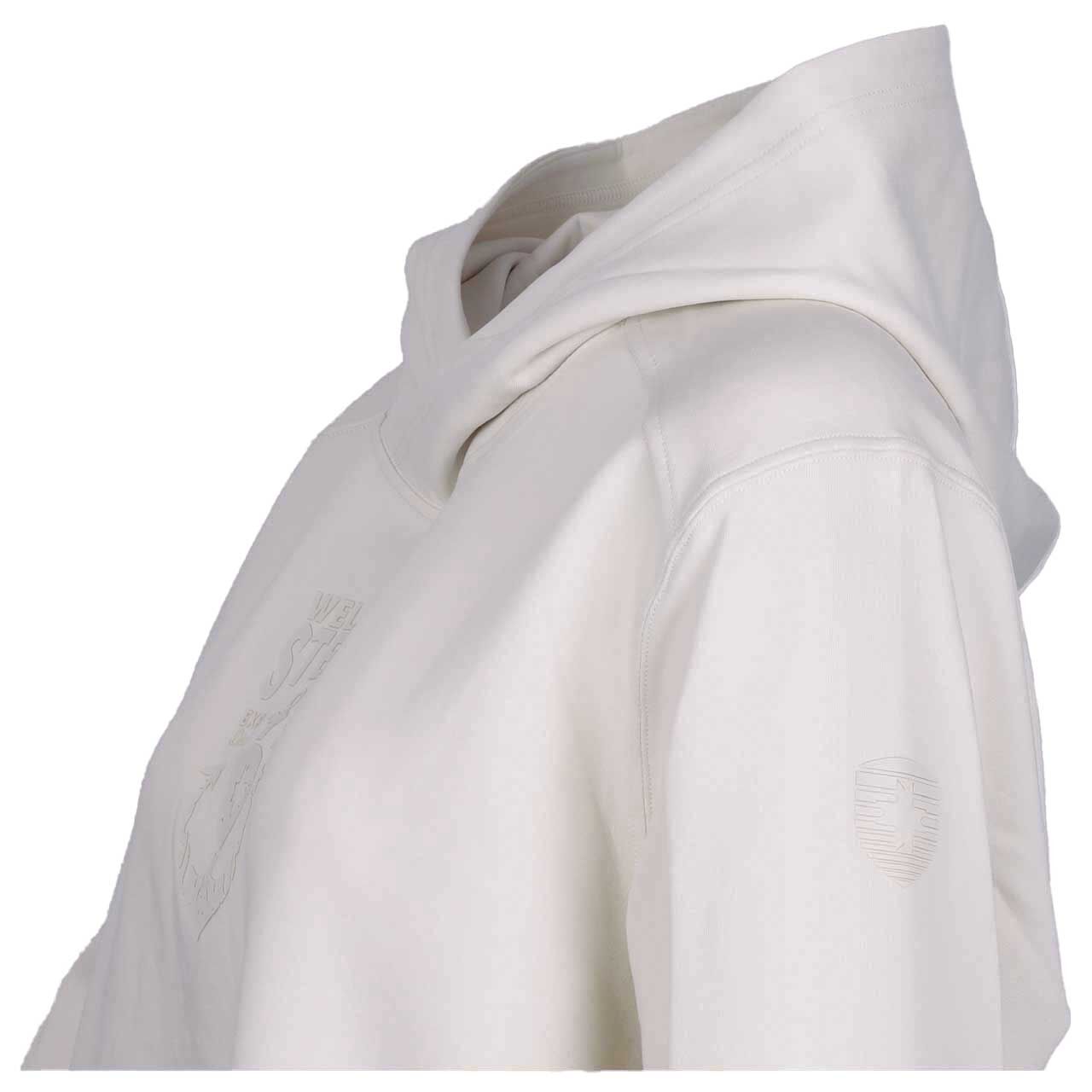 Damen Hoodie Sweatshirt Parcour Lady von Wellensteyn in Cremeweiß mit Print, detaillierte Seitenansicht